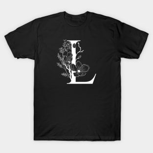 Letter L Monogram - Floral Initial T-Shirt